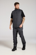 A grey safety vest featuring a warm thermal lining, suitable for a wide range of outdoor and site work applications.