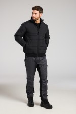 A black padded jacket featuring a warm thermal lining, suitable for a wide range of outdoor and site work applications.