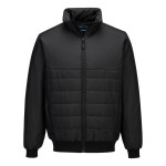 A black padded jacket featuring a warm thermal lining, suitable for a wide range of outdoor and site work applications.