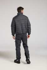A grey padded jacket featuring a warm thermal lining, suitable for a wide range of outdoor and site work applications.