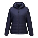 A women's navy blue padded jacket featuring a warm thermal lining, suitable for a wide range of outdoor and site work applications.