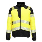 A high-visibility yellow jacket featuring retroreflective tape panels, suitable for a wide range of outdoor and site work applications.