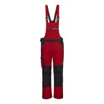 A red workwear garment designed for use on construction sites and in industrial work environments.,