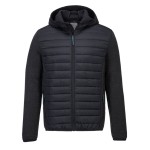 A grey jacket designed for use on construction sites and in industrial work environments.,