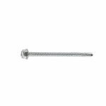 A bright zinc plated 5.5×160mm self-drilling hex head screw with a sharp drill-point tip and spiral threads along the shaft, suitable for fixing into steel framing.