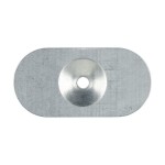 A carbon steel flat washer with a central hole for use with a bolt or screw to distribute clamping load and protect the mating surface.,