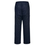 A pair of work trousers designed for use on construction sites and in industrial work environments.,