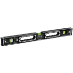 A Stabila 122cm spirit level with an extruded aluminium body and accurate vials, for checking horizontal and vertical alignment.