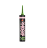 A tube of PINKGRIP SF adhesive with a green nozzle, black body, and pink and green text, standing upright on a white background.