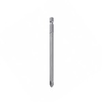 A single silver Phillips screwdriver bit with a hexagonal base and a long, slender shaft, positioned vertically on a plain white background.