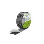 A roll of illbruck ME315 adhesive tape, partially unrolled to show its silver and black grid-patterned surface with a white backing being peeled away. The product label is green, white, and gray.