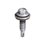 A steel 6.3×25mm self-drilling screw with a sharp drill-point tip and spiral threads along the shaft, suitable for fixing into steel framing.