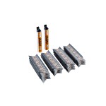 A galvanised ring-shank nail with annular rings along the shaft for enhanced withdrawal resistance in timber framing.,