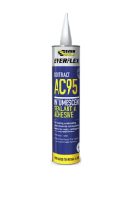 A tube of Everbuild Everflex Contract AC95 Intumescent Sealant & Adhesive with a white nozzle, designed for fire-rated sealing and bonding, labeled in blue and yellow.