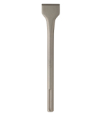A metal chisel with a wide, flat blade at the top and a long cylindrical handle, designed for use with power tools or as a demolition chisel.