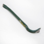 A hardened steel crowbar with a curved prying end and a pointed chisel tip, designed for levering, prying, and demolition work.