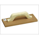 A wooden float with a flat face and a wooden or plastic handle, used for spreading and texturing render and plaster.