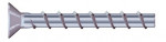 A close-up illustration of a metallic screw with a flat, countersunk head and a helical thread running along its cylindrical shaft, set against a white background.