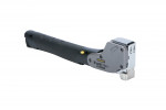 A black and silver Stanley FatMax Xtreme hammer tacker with a rubberized handle, designed for heavy-duty stapling tasks.