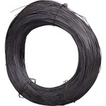 A large coil of dark-colored wire neatly wound into a circular shape, secured with a few additional wire pieces.