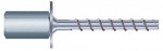 A metal concrete screw anchor with a hexagonal head and washer, featuring a partially threaded shank with deep spiral grooves, shown on a white background.