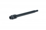 A black metal cylindrical tool with a hexagonal end and a threaded opening at the opposite end, displayed on a white background.
