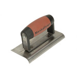 A trowel with a polished steel blade and an ergonomic handle, for applying and finishing mortar, plaster, and adhesive.