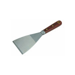 A 75mm flexible filling knife with a thin steel blade and a painted wooden or plastic handle, for applying and smoothing filler and caulk.