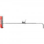 A metal and plastic meat thermometer with a digital display, featuring a long probe and a red handle, designed for measuring the internal temperature of food.