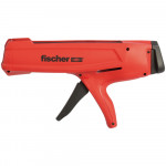 A red Fischer-branded manual tool with a black trigger and ergonomic handle, designed for dispensing or applying construction materials.