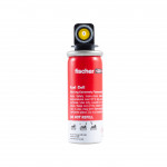 A red Fischer fuel cell canister with a black and yellow nozzle, labeled with safety warnings and instructions. The label warns DO NOT REFILL and highlights flammable contents. The can is set against a white background.