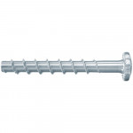 A single metallic screw bolt with a hexagonal head and a spiral thread running along the shaft, oriented horizontally on a white background.