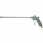 A long metal air blow gun with a trigger handle and an extended nozzle, commonly used for cleaning dust and debris in workshops or industrial settings.