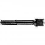 A black metal SDS-plus drill bit adapter with a cylindrical shaft and a square end, designed for connecting drill bits to rotary hammers or impact drills.