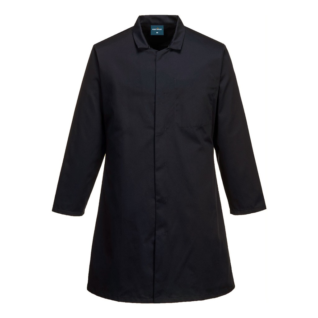 A black jacket featuring functional pockets, suitable for a wide range of outdoor and site work applications.