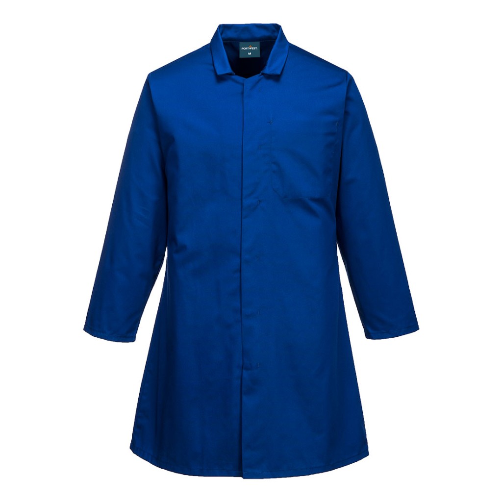 A blue jacket featuring functional pockets, suitable for a wide range of outdoor and site work applications.