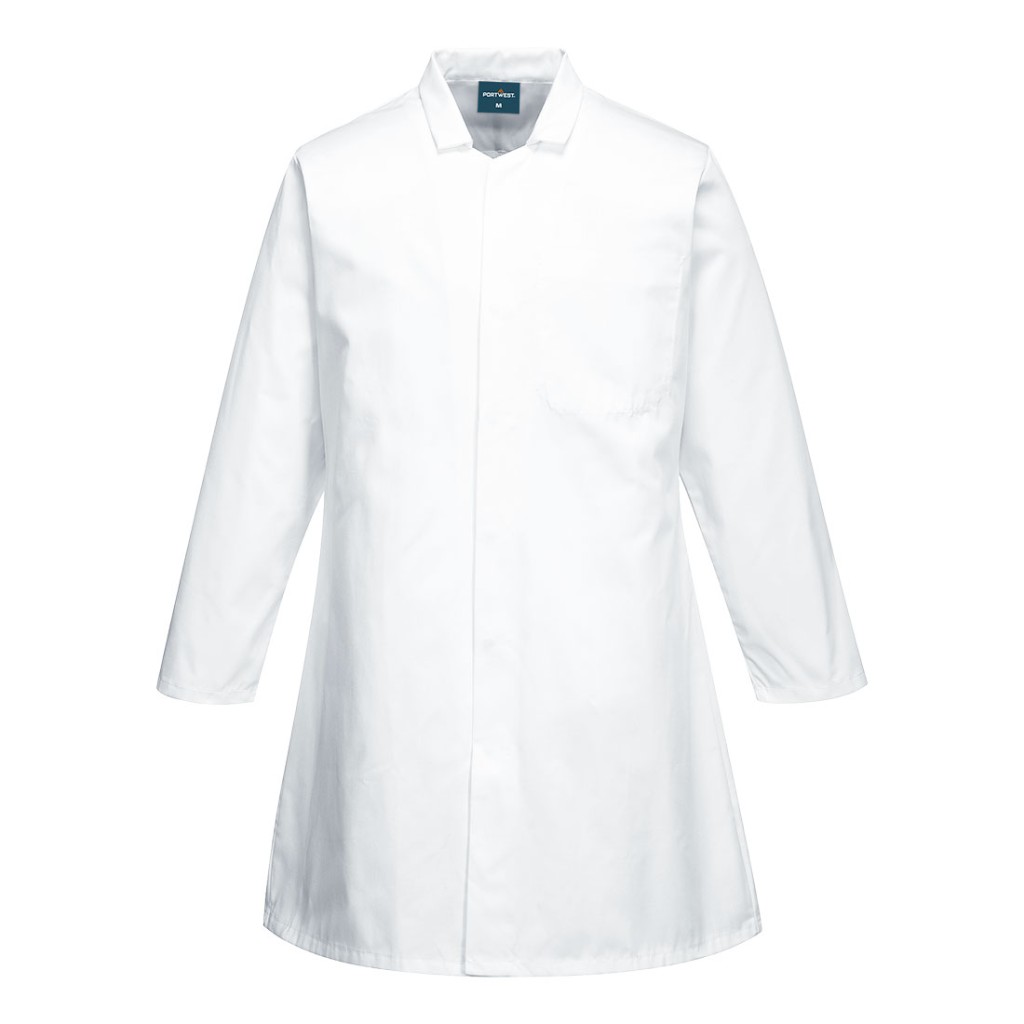 A white jacket featuring functional pockets, suitable for a wide range of outdoor and site work applications.