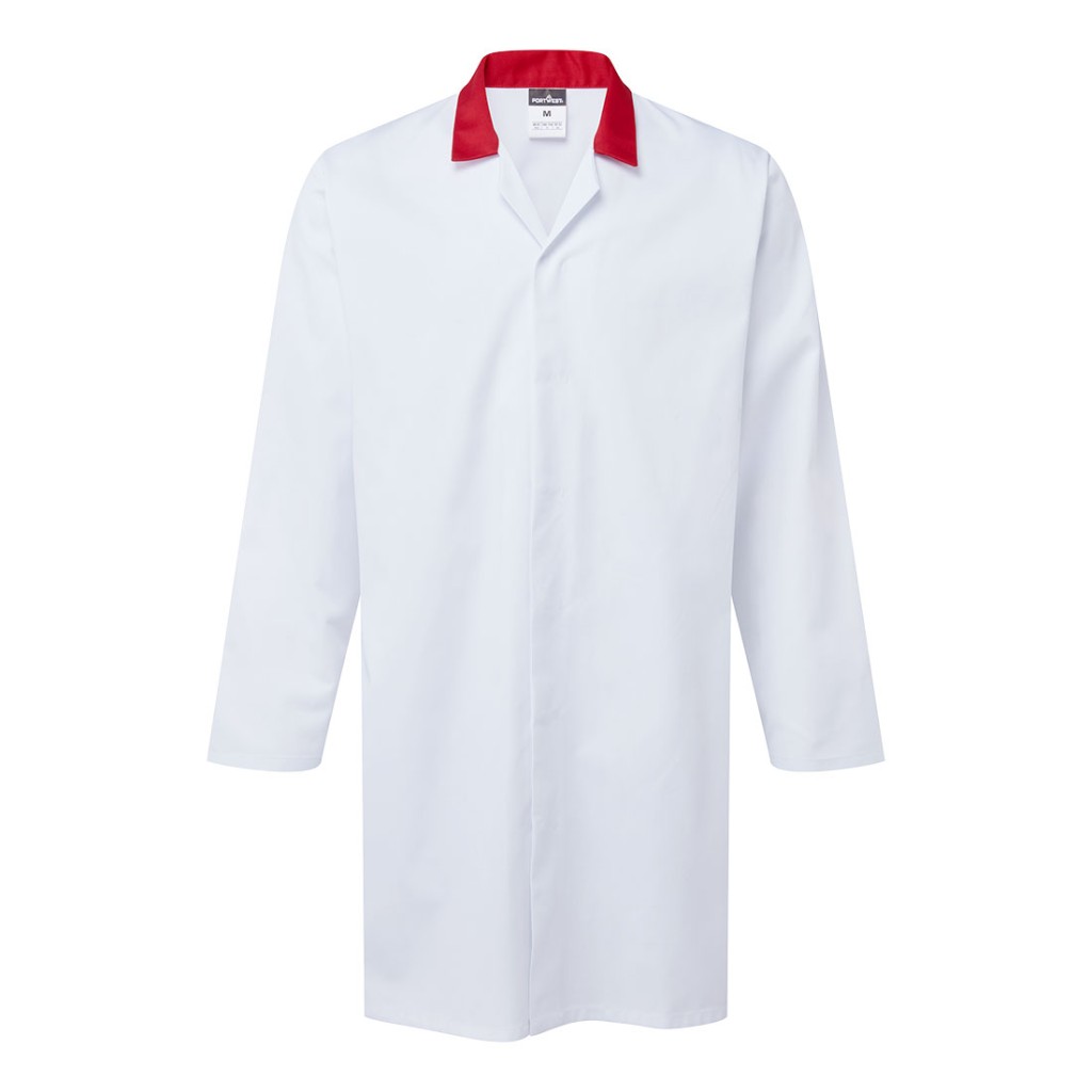 A white jacket featuring functional pockets, suitable for a wide range of outdoor and site work applications.
