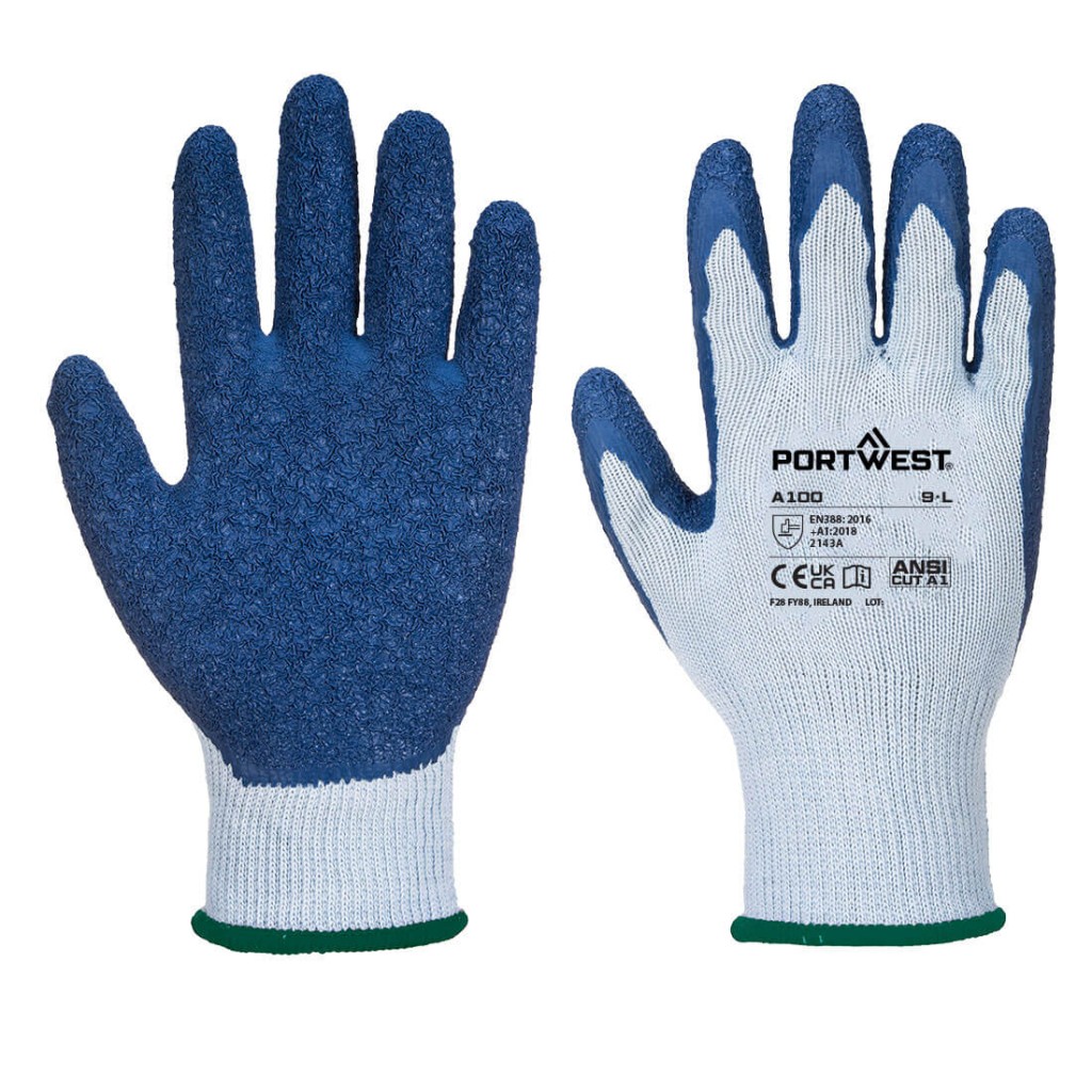 A pair of grey disposable nitrile gloves with a textured fingertip for grip, offering protection against chemicals and contaminants.