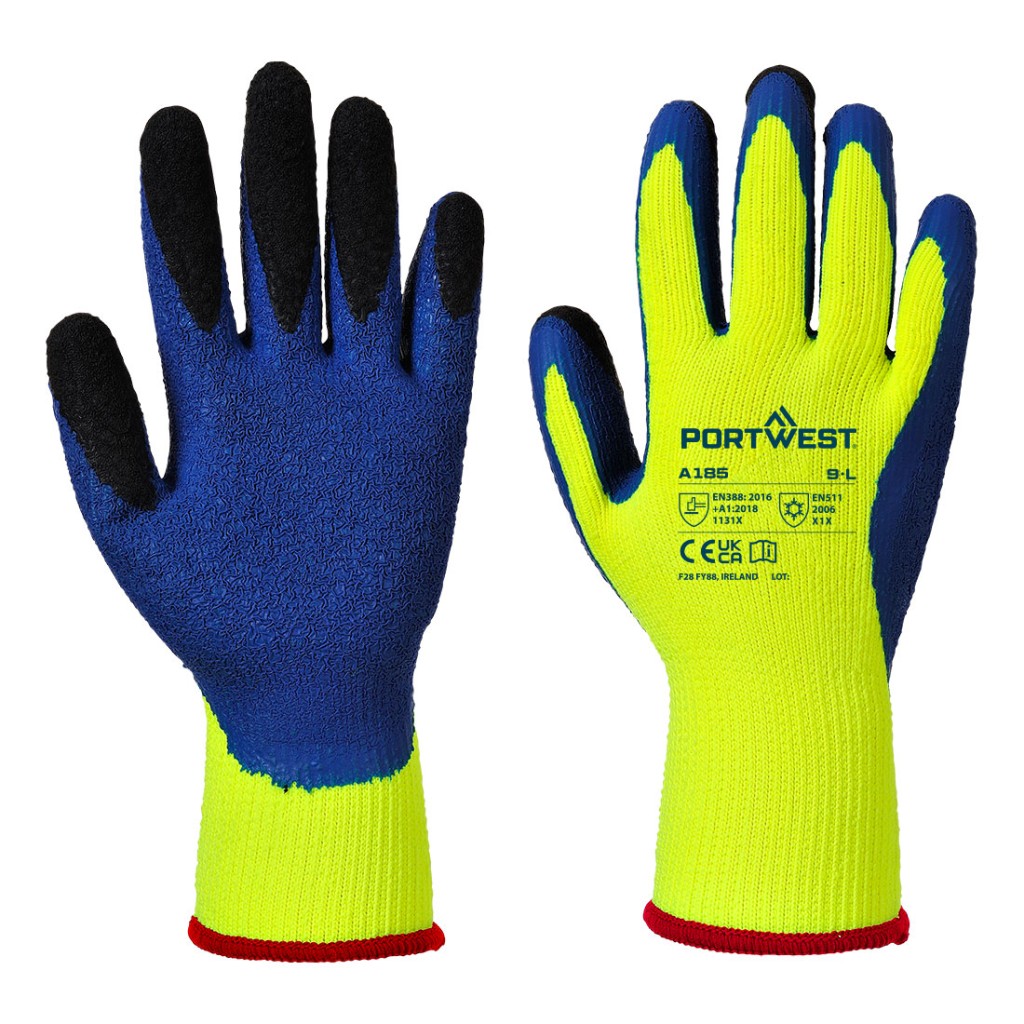 A pair of yellow disposable nitrile gloves with a textured fingertip for grip, offering protection against chemicals and contaminants.
