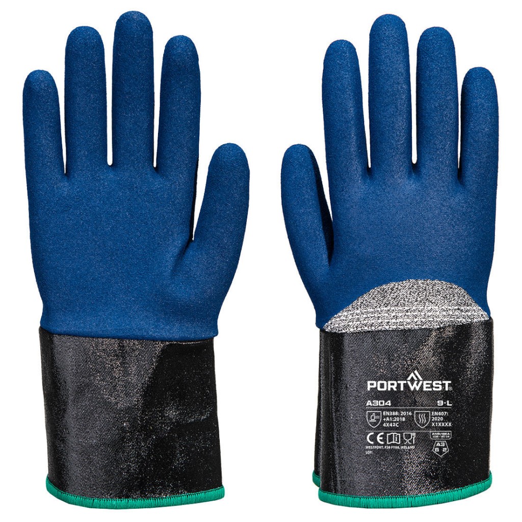 A pair of grey disposable nitrile gloves with a textured fingertip for grip, offering protection against chemicals and contaminants.