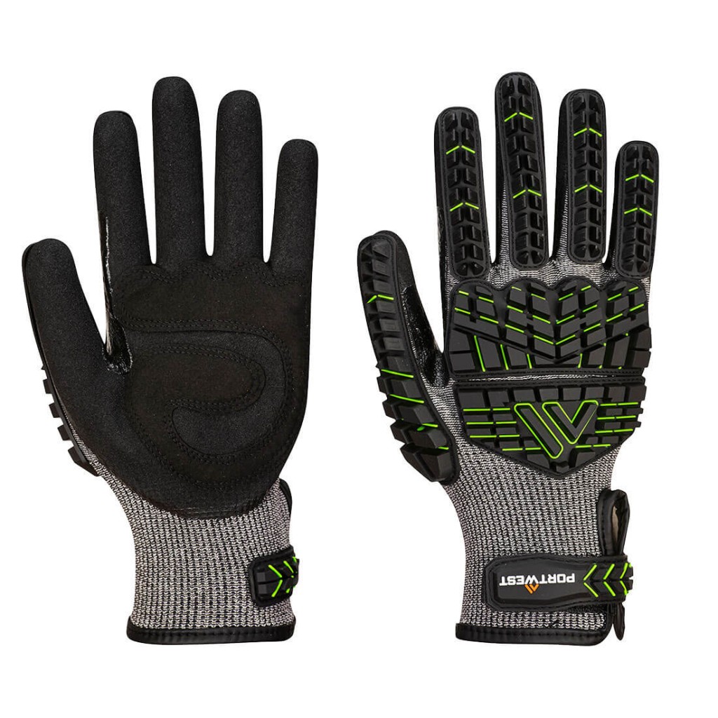 A pair of black disposable nitrile gloves with a textured fingertip for grip, offering protection against chemicals and contaminants.