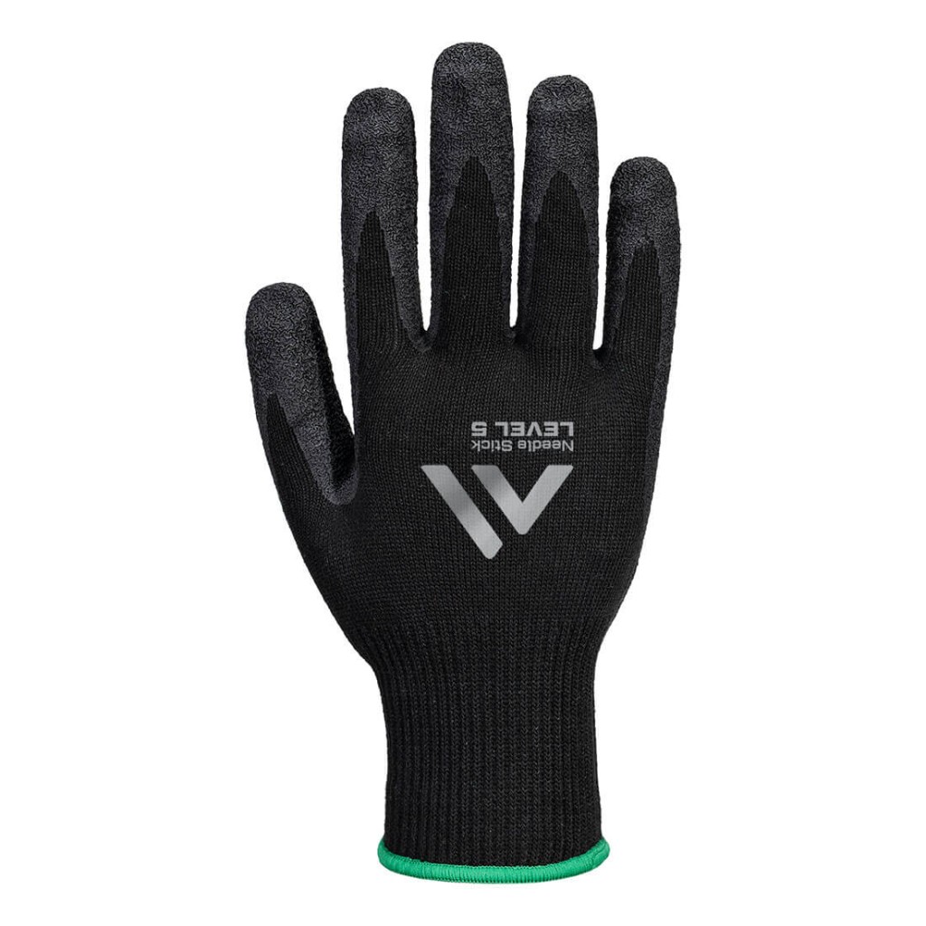 A pair of black disposable nitrile gloves with a textured fingertip for grip, offering protection against chemicals and contaminants.