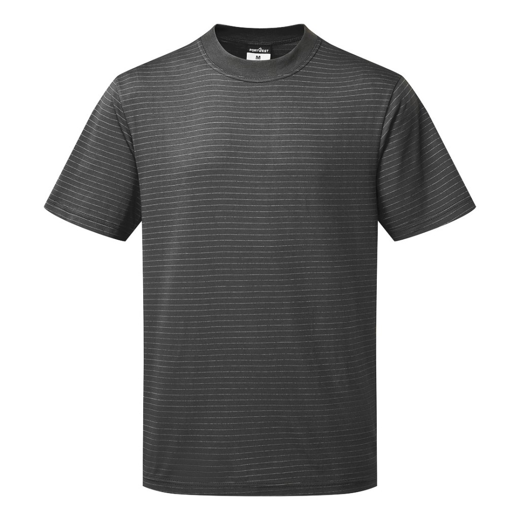 A grey work shirt featuring anti-static properties, suitable for a wide range of outdoor and site work applications.