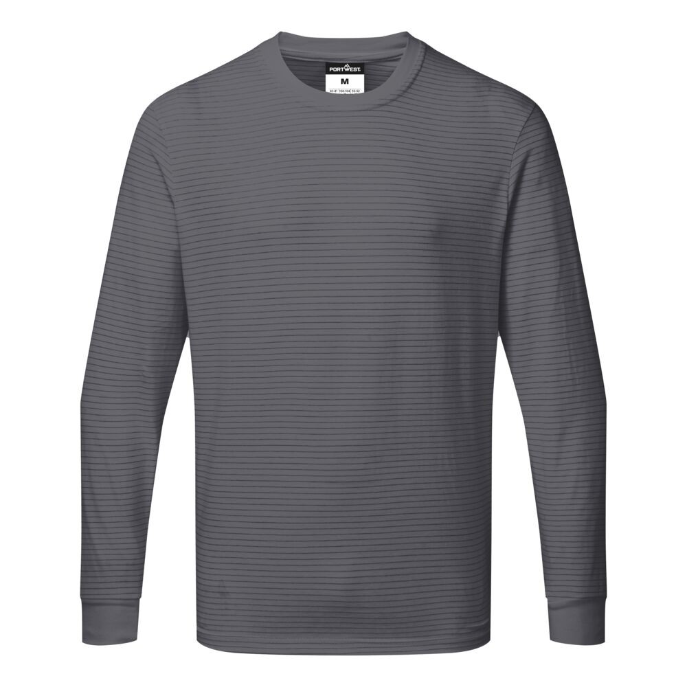 A grey work shirt featuring anti-static properties, suitable for a wide range of outdoor and site work applications.