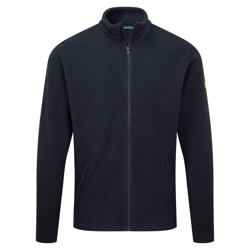 A navy blue workwear garment featuring anti-static properties, suitable for a wide range of outdoor and site work applications.