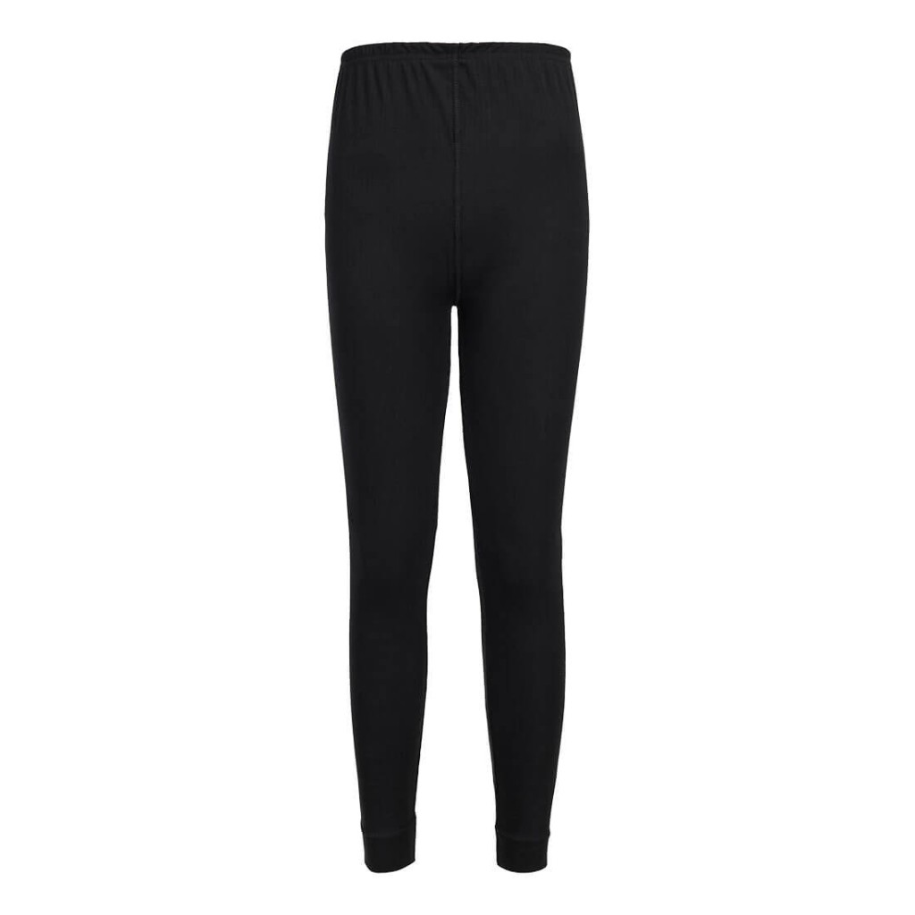 A pair of women's black work trousers featuring a warm thermal lining, suitable for a wide range of outdoor and site work applications.