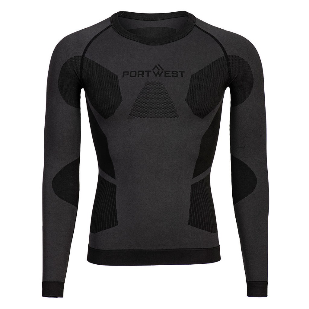 A charcoal workwear garment designed for use on construction sites and in industrial work environments.,