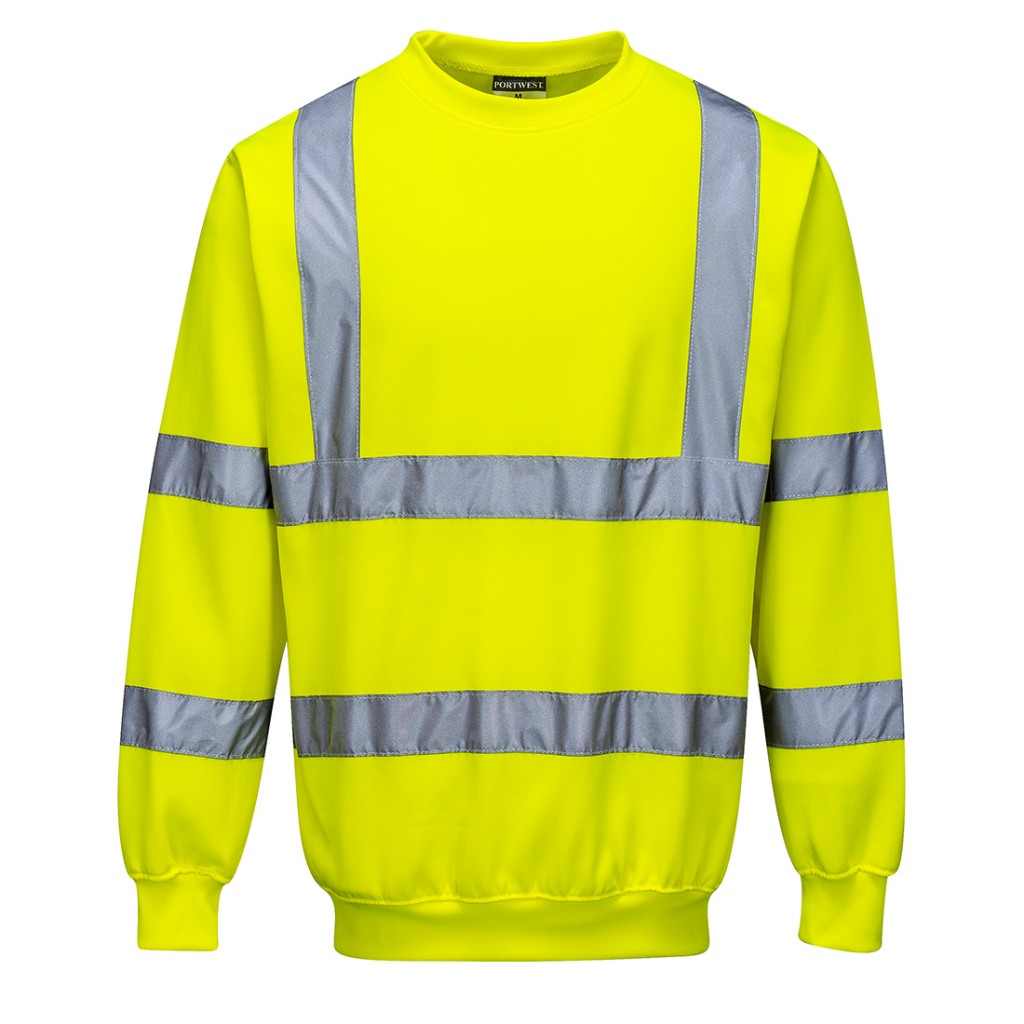 A high-visibility yellow work shirt featuring retroreflective tape panels, suitable for a wide range of outdoor and site work applications.