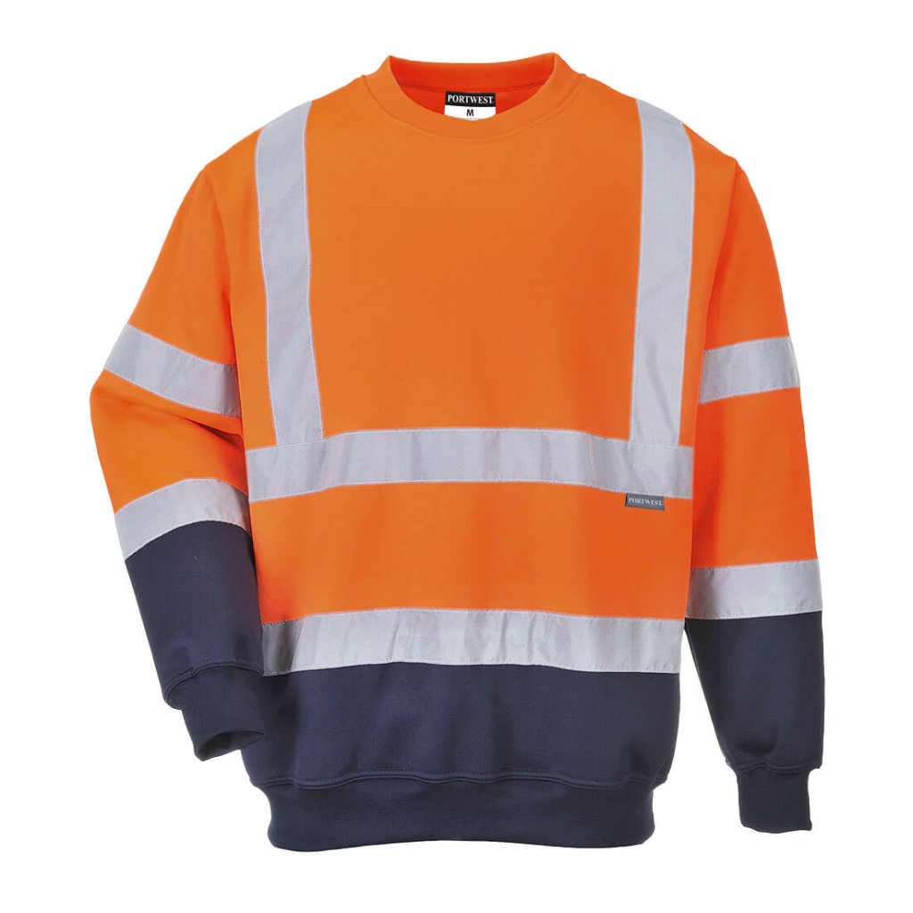 A high-visibility orange work shirt featuring retroreflective tape panels, suitable for a wide range of outdoor and site work applications.